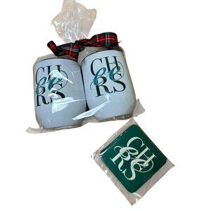 NWT SouthAustinLane Gift Set Wine Drink Insulated Tumblers & Coasters Cheers